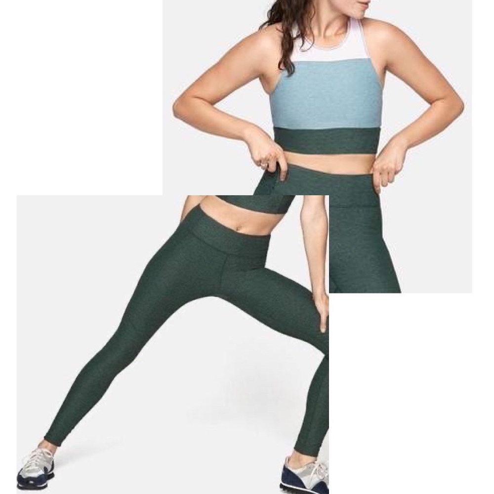 OUTDOOR VOICES OV Tri Tone Slash Top and Legging Set Green Size S